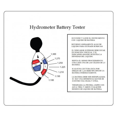 Probador Densímetro líquido de Baterías