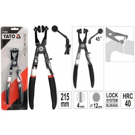 Pinza p/ Abrazadera Manguera, Ángulo, Long:8 5/3