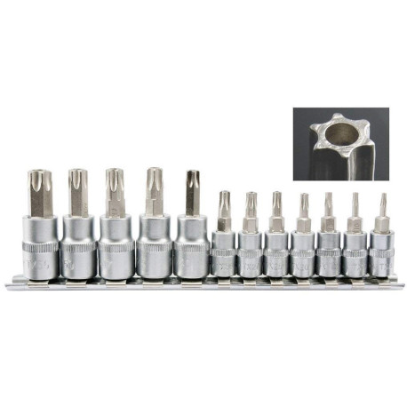 Jgo Copas Torx 1/4" y 3/8", T8-T55, 12 Pzas.                