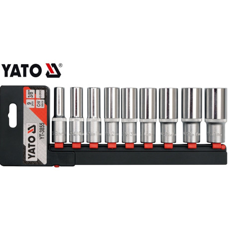 Jgo Copas Hex. Largas 3/8", 8 a 19mm, 9 Pzas                
